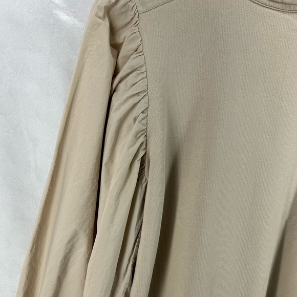 Zara Taupe Long Puff Sleeve Blouse Size Small - Picture 6 of 6